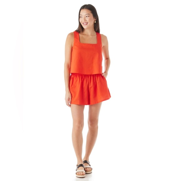 CROSBY by Mollie Burch Camden Linen Blend Short in Lobster(Orange) Size Small - Picture 1 of 9